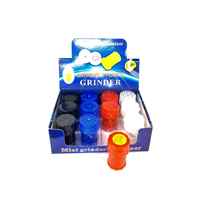12 x 4 Parts Mini Plastic Grinder With Storage Container - 11664 - Vape Center