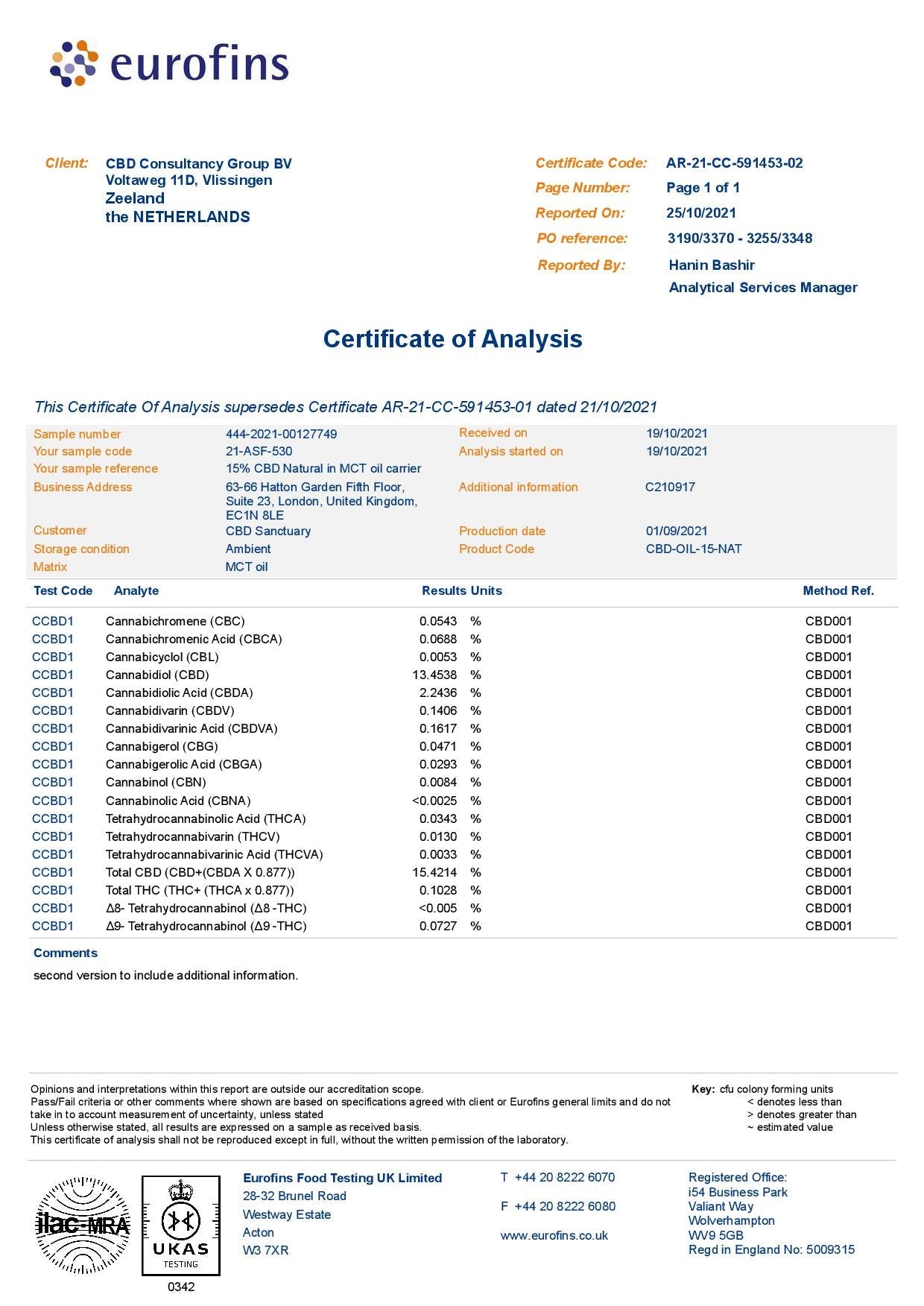 CBD Sanctuary 1500mg CBD Full Spectrum Oil - 10ml - Vape Center