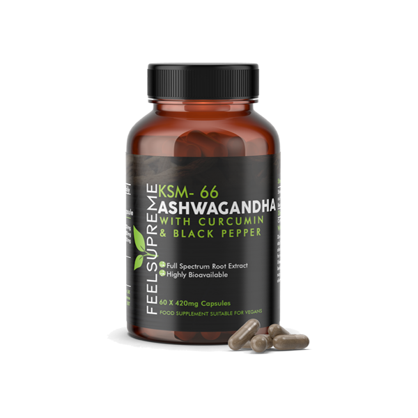 Feel Supreme 25200mg KSM66 Ashwagandha With Curcumin Capsules - 60 Caps - Vape Center