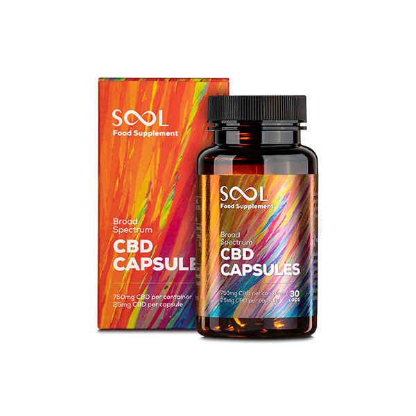 SOOL 750mg broad Spectrum Soft Gel CBD Capsules - 30 Caps (BUY 1 GET 1 FREE)