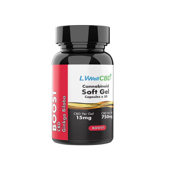 LVWell CBD 750mg CBD Soft Gel Capsules Boost - 50 Caps - Vape Center