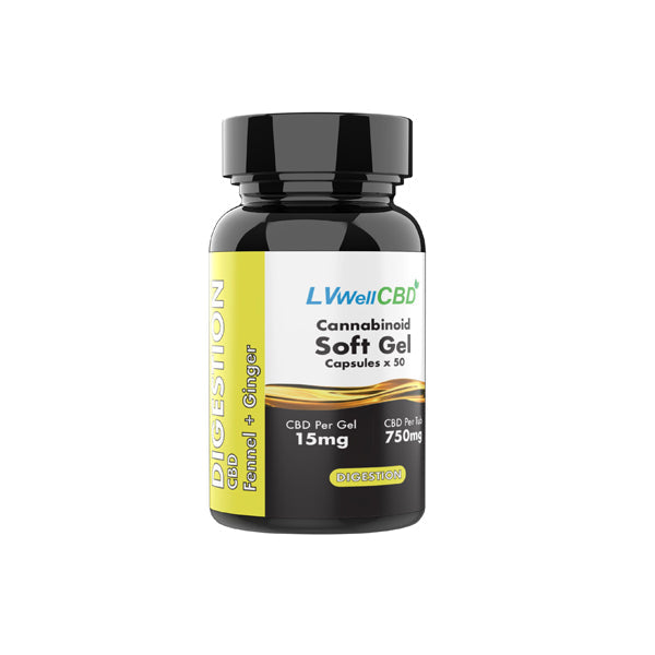LVWell CBD 750mg Digestion Soft Gels - 50 Caps - Vape Center
