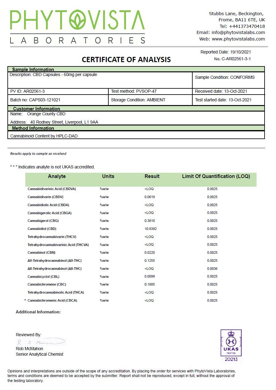 Orange County 1800mg Full Spectrum CBD Capsules - 30 Caps - Vape Center