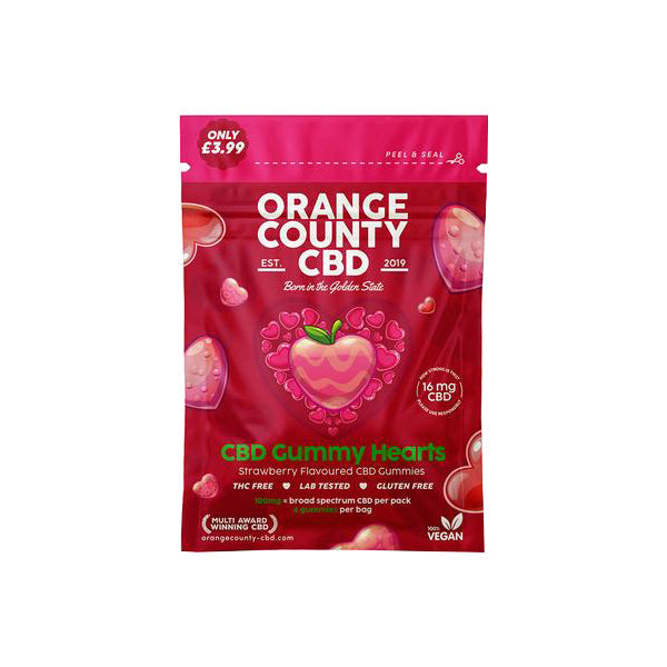 Orange County CBD 100mg Mini CBD Gummy Hearts - 6 Pieces - Vape Center