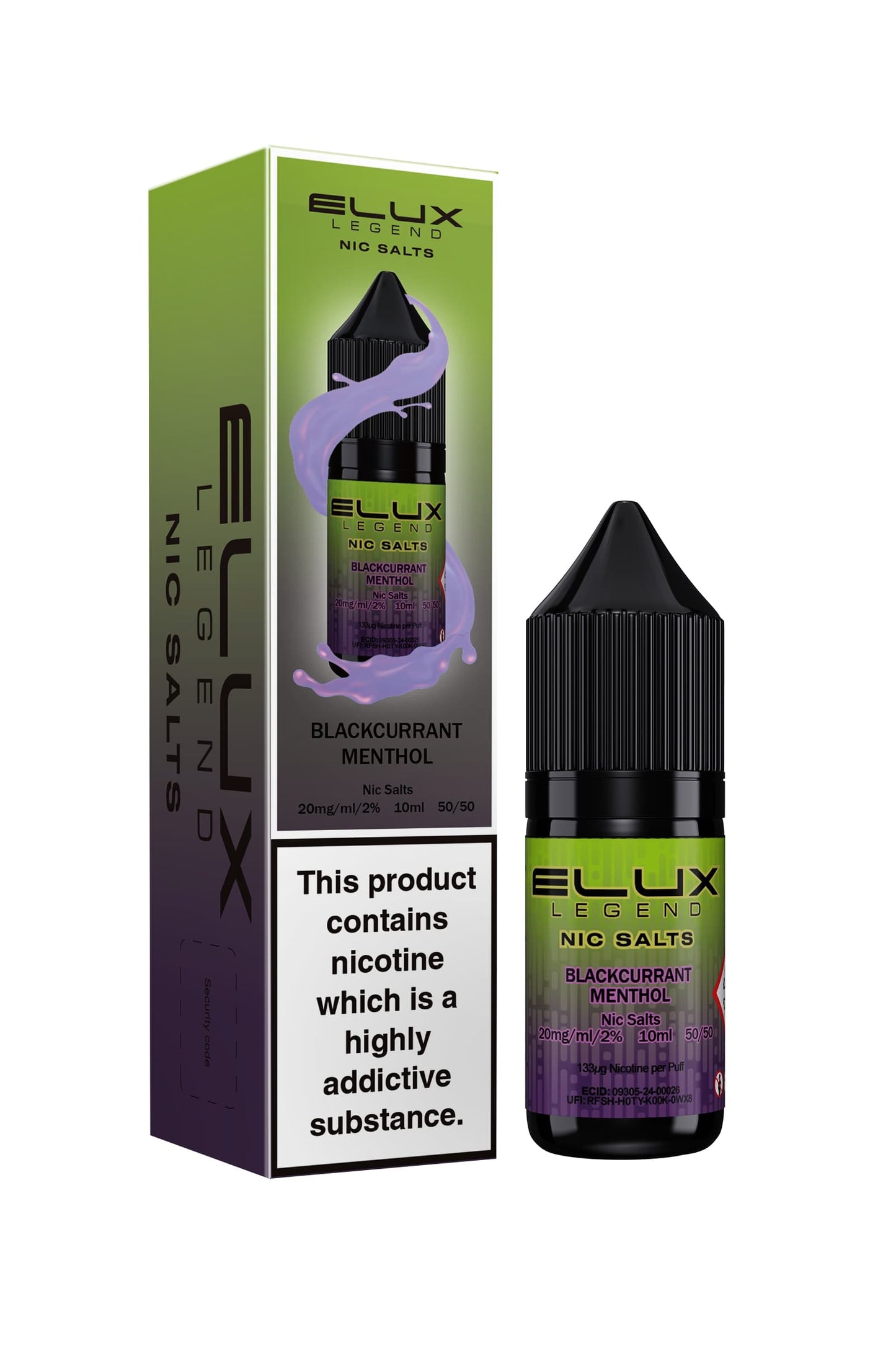 Elux Blackcurrant Menthol Nic Salt Eliquid