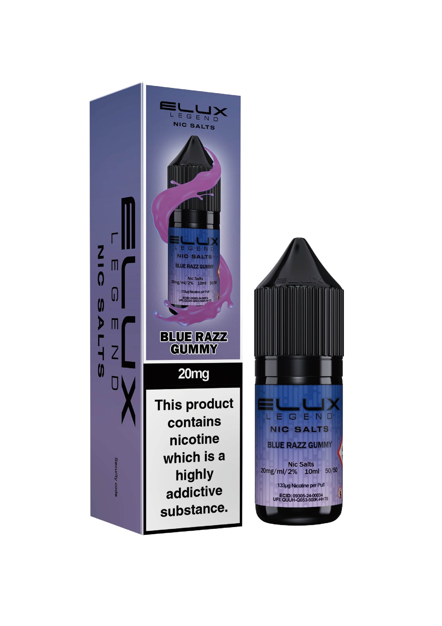 Elux Blue Razz Gummy Nic Salt Eliquid