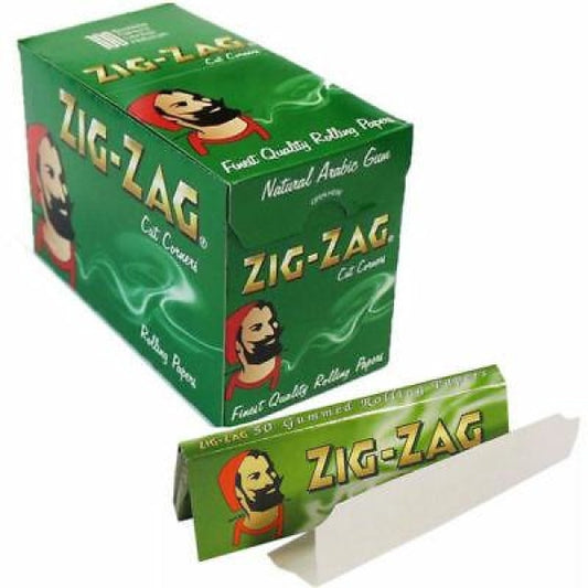 100 Zig-Zag Green Regular Size Rolling Papers - 2d0116-20