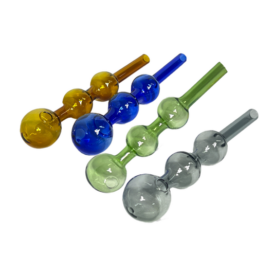 10x Mixed Colours Glass Pipe 3 bubble design - GB68 - GS0580 - Vape Center