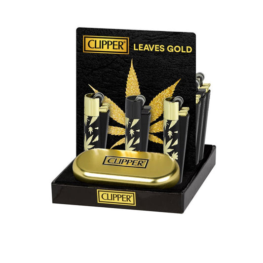 12 Clipper Metal Flint Gold Leaves Lighters - Limited Edition - 2d0116-20
