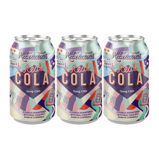 12 x Rebelicious 15mg CBD Real Cola Sparkling Soft Drink - 330ml - Vape Center