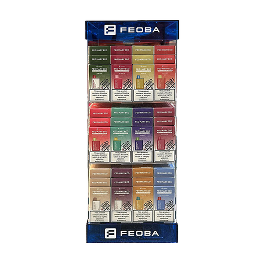 20mg Feoba Mary Eco Disposable 3 Tier Display Unit x 120 Units - Vape Center