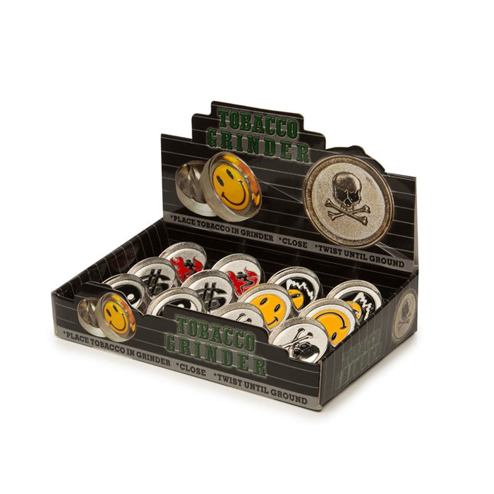 2 Parts Mini Emoji Metal Silver Grinder - HX002-1 - Vape Center