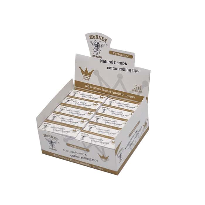 50 Hornet Natural Hemp Cotton Rolling Slim Tips - Vape Center