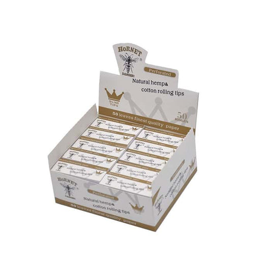 50 Hornet Natural Hemp Cotton Rolling Slim Tips - Vape Center