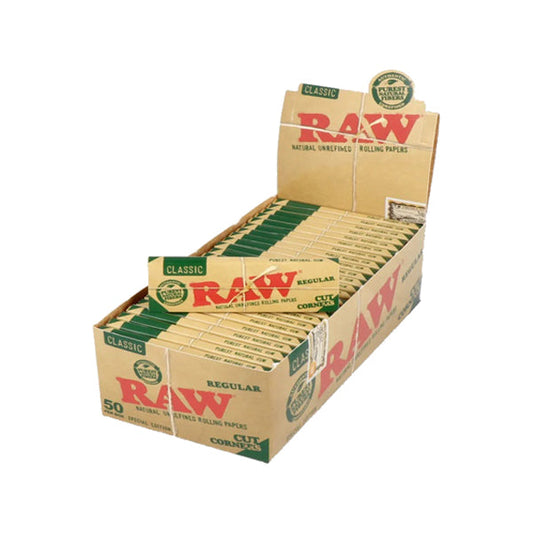 50 Raw Classic Green Regular Corner Cut Rolling Papers - 2d0116-20