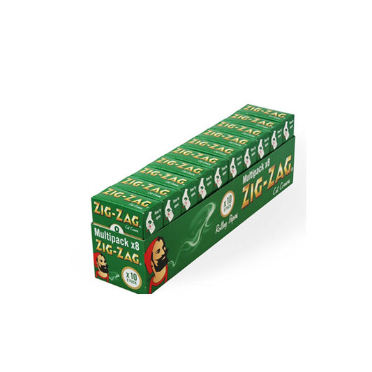 8 Booklet Zig-Zag Green Regular Rolling Papers - Pack Of 10 - 2d0116-20