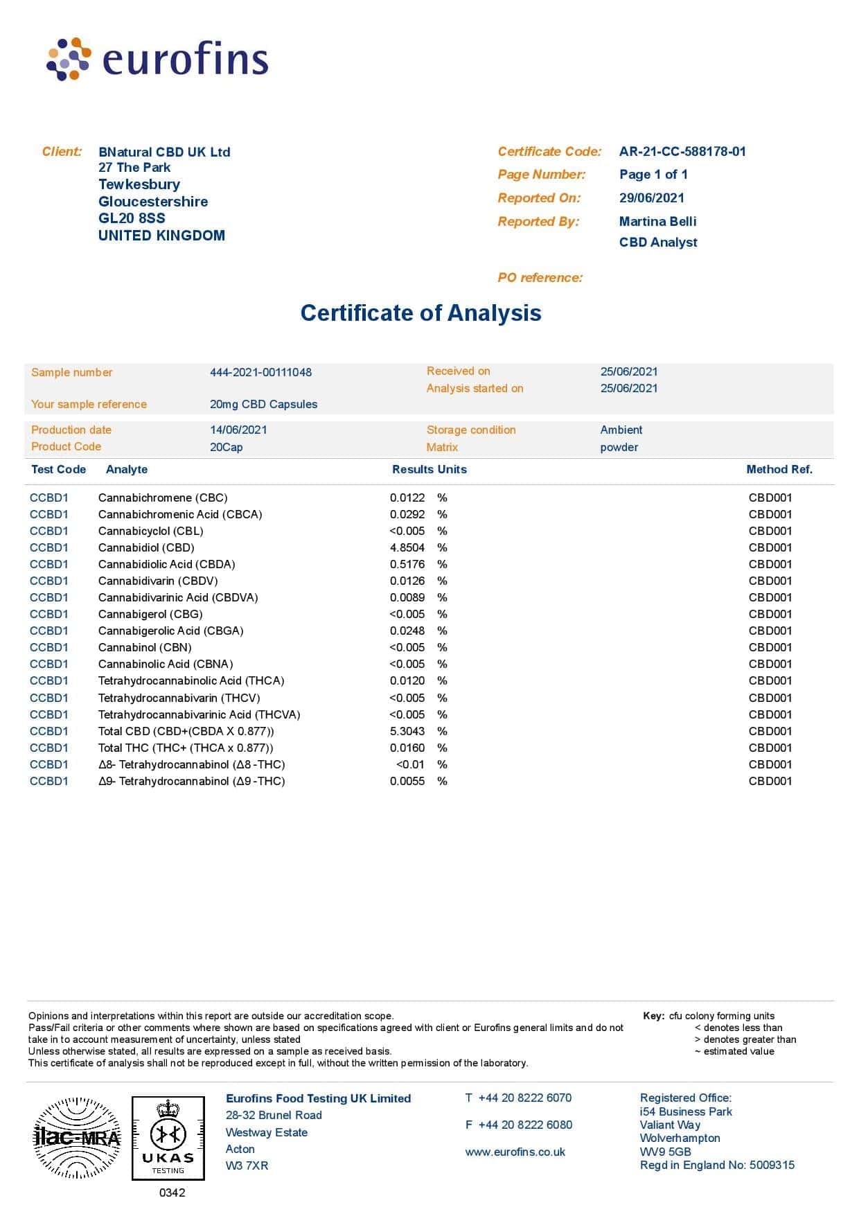 Bnatural 1200mg CBD Vegan Capsules - 60 Caps - Vape Center