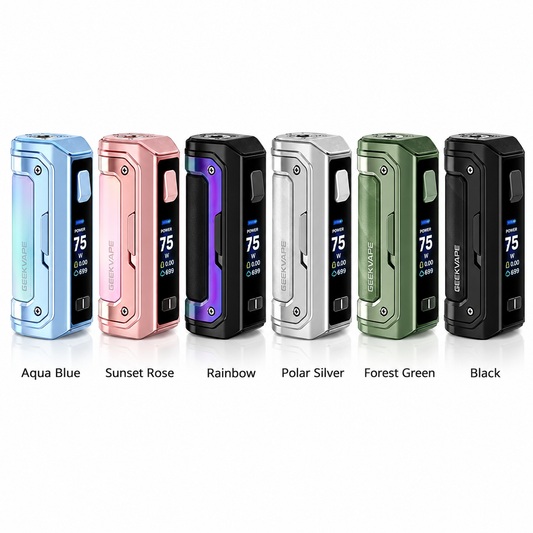 Geekvape Aegis Mini 5 Mod in Aqua Blue, Sunset Rose, Rainbow, Polar Silver, Forest Green and Black