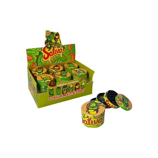 Gorilla Zinc Sativa Design 4 Parts Metal Tobacco Grinder Hybrid- PH6916 - GS1153 - Vape Center