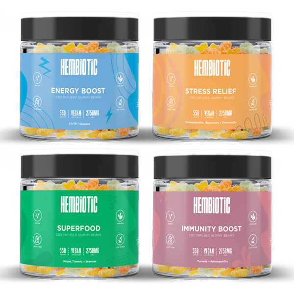 Hembiotic 2750mg Bulk Functional CBD Gummy Bears - 550g - Vape Center