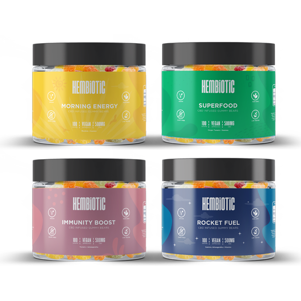 Hembiotic 500mg Functional CBD Gummy Bears - 100g - Vape Center