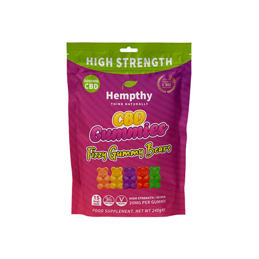 Hempthy 1000mg CBD Fizzy Gummy Bears Gummies - 50 Pieces - 2d0116-20