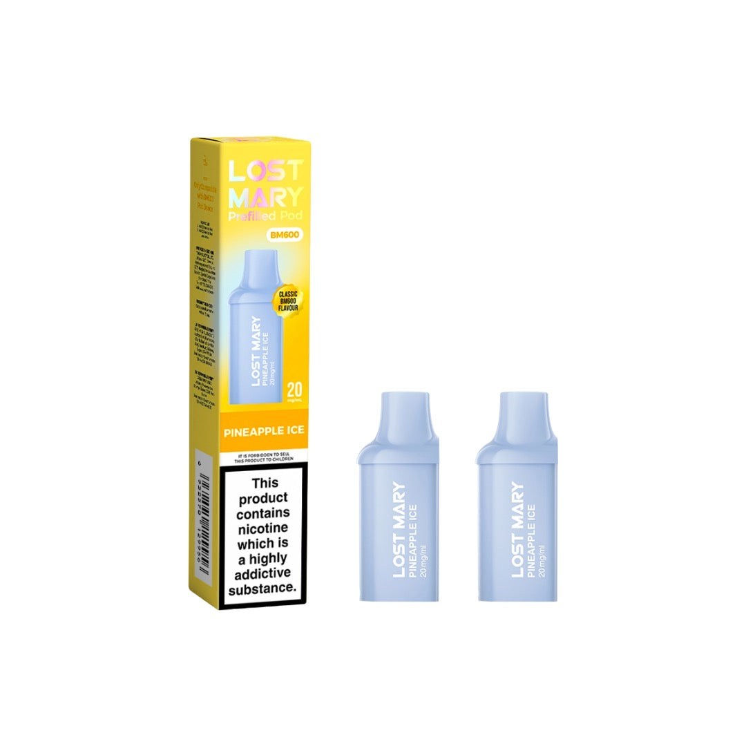 20mg Lost Mary BM600 Prefilled Replacement Pods 1200 Puffs - 2 Pcs