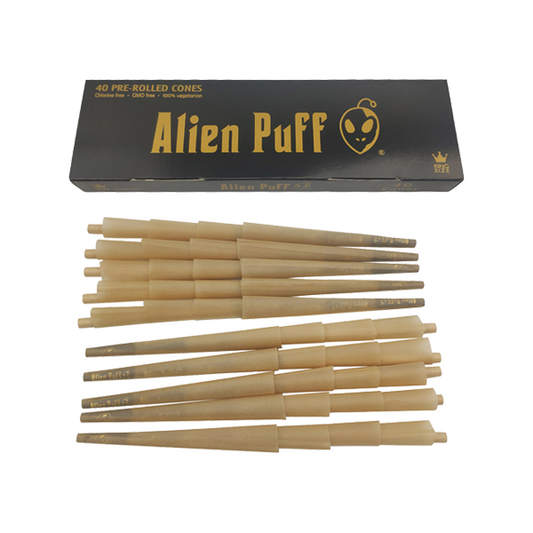 40 Alien Puff Black & Gold 1/4 Size Pre-Rolled 84mm Cones ( HP137 )