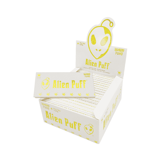 33 Alien Puff White & Gold King Size Unbleached Brown Rolling Papers ( HP109 )