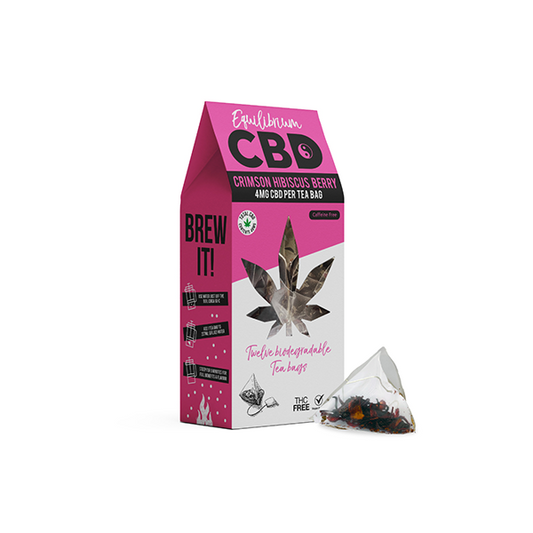 Equilibrium CBD Full Spectrum Crimson Hibiscus Berry Tea Bags Box of 12 (BUY 2 GET 1 FREE)