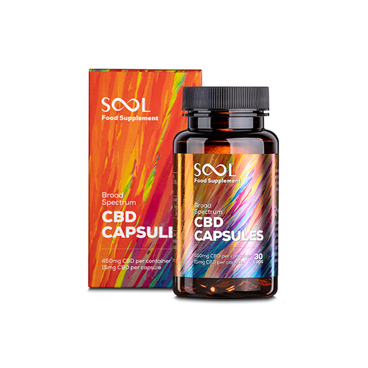 SOOL 450mg broad Spectrum Soft Gel CBD Capsules - 30 Caps (BUY 1 GET 1 FREE)