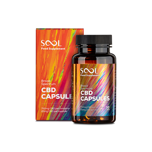 SOOL 750mg broad Spectrum Soft Gel CBD Capsules - 30 Caps (BUY 1 GET 1 FREE)