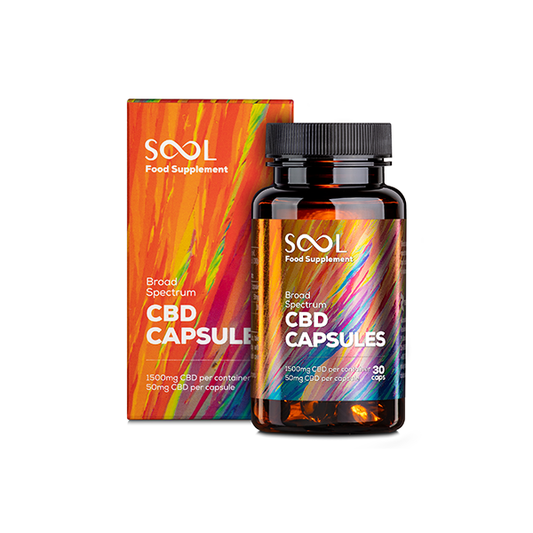 SOOL 1500mg broad Spectrum Soft Gel CBD Capsules - 30 Caps (BUY 1 GET 1 FREE)