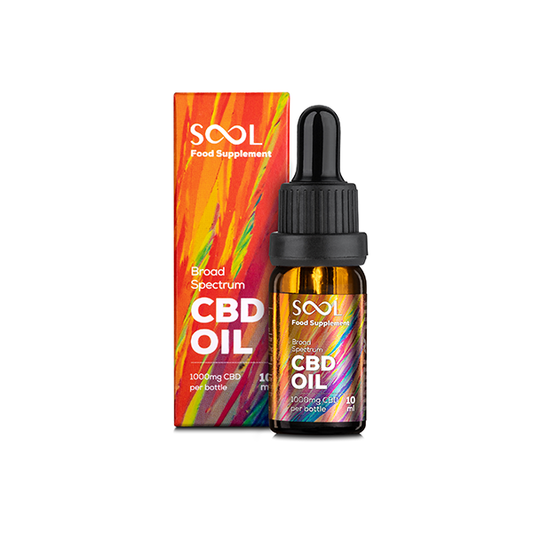 SOOL 1000mg Broad Spectrum 10% CBD Oil 10ml (BUY 1 GET 1 FREE)