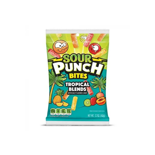 USA Sour Punch Bites Tropical Blends Share Bags - 142g - Best Before date