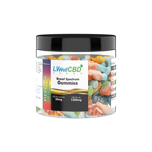 LVWell CBD 1200mg CBD Fizzy Mix Gummies - 60 Pieces - Vape Center