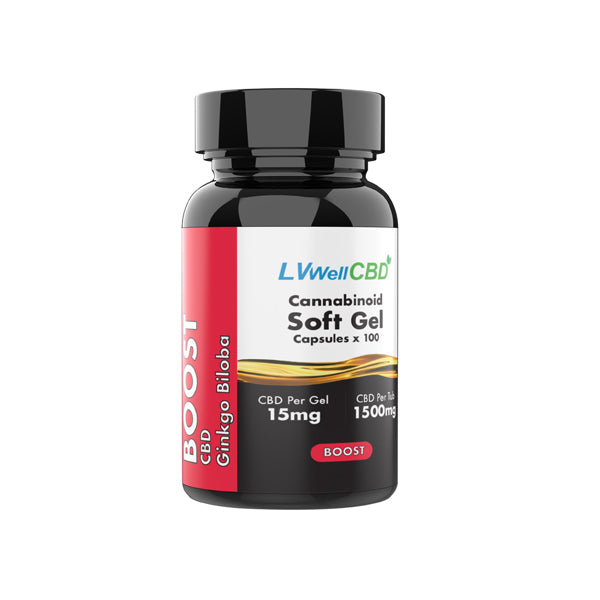 LVWell CBD 1500mg CBD Soft Gel Capsules Boost - 100 Caps - Vape Center