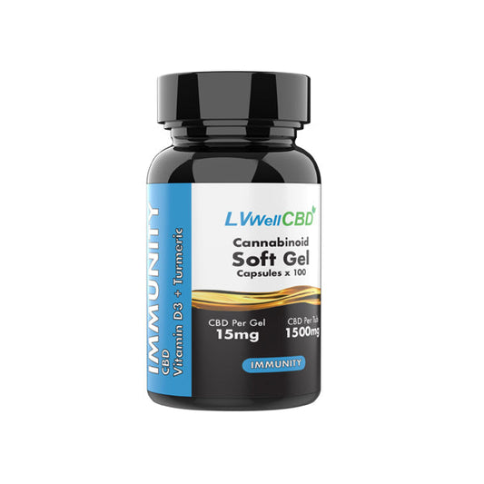 LVWell CBD 1500mg CBD Soft Gel Capsules Immunity - 100 Caps - Vape Center
