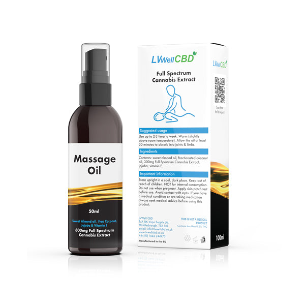 LVWell CBD 300mg 100ml Massage Oil - Vape Center