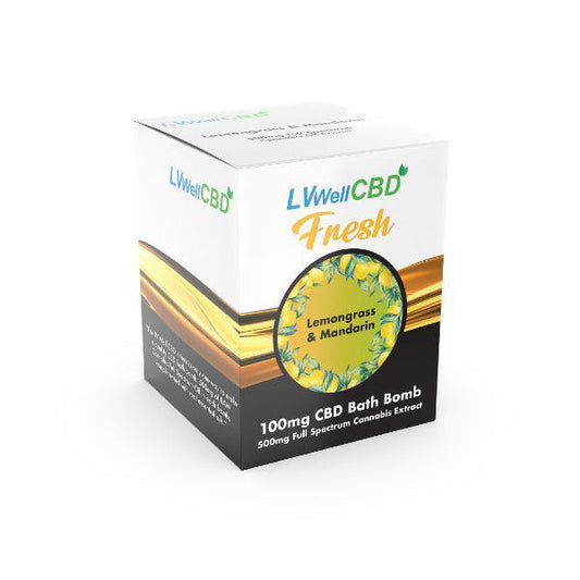 LVWell CBD 500mg CBD Bath Bomb - Lemongrass and Mandarin - Fresh - Vape Center
