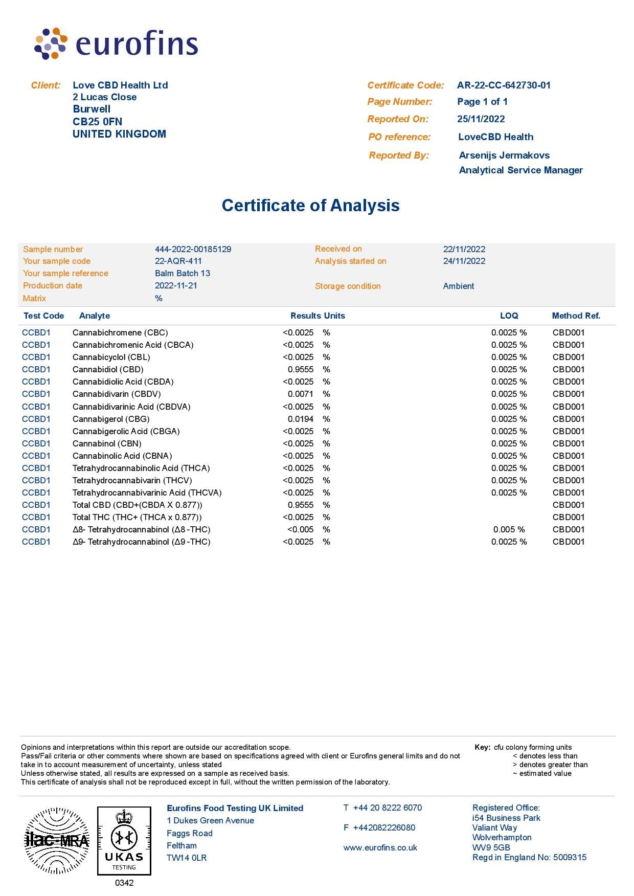 Love CBD 300mg CBD Balm - 30g - Vape Center
