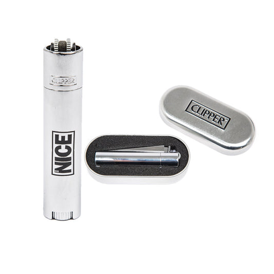 Mr Nice Logo Metal Clipper Lighter - Silver - Vape Center
