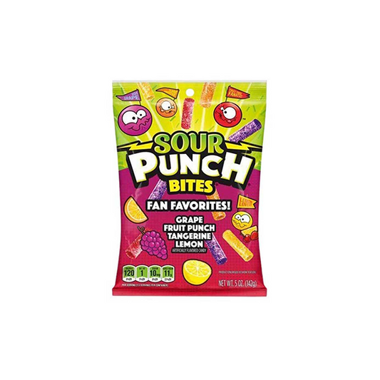 USA Sour Punch Bites Fan Favourites Share Bags - 142g - Past Best Before date - 2d0116-20