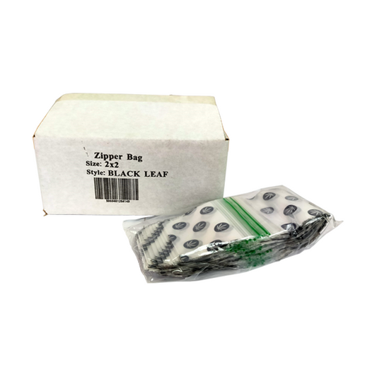Zipper Branded 2 x 2  Black Leaf Bags - Vape Center
