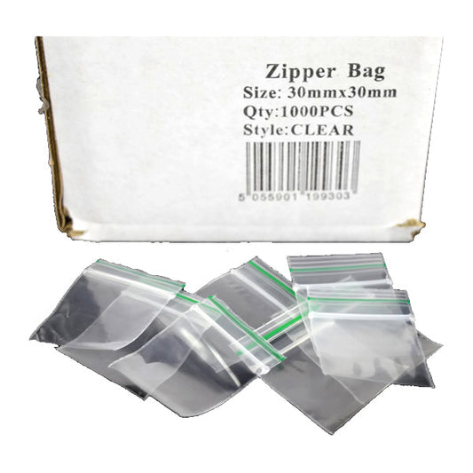 Zipper Branded 30mm x 30mm Clear Bags - Vape Center