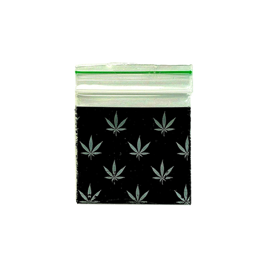 Zipper Branded 40mm x 40mm Black Leaf Bag - Vape Center