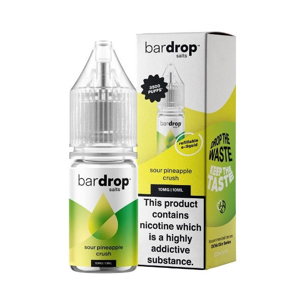 Bar Drop Salts Nic Salt Sour Pineapple Crush E-liquid in refillable bottle for vaping