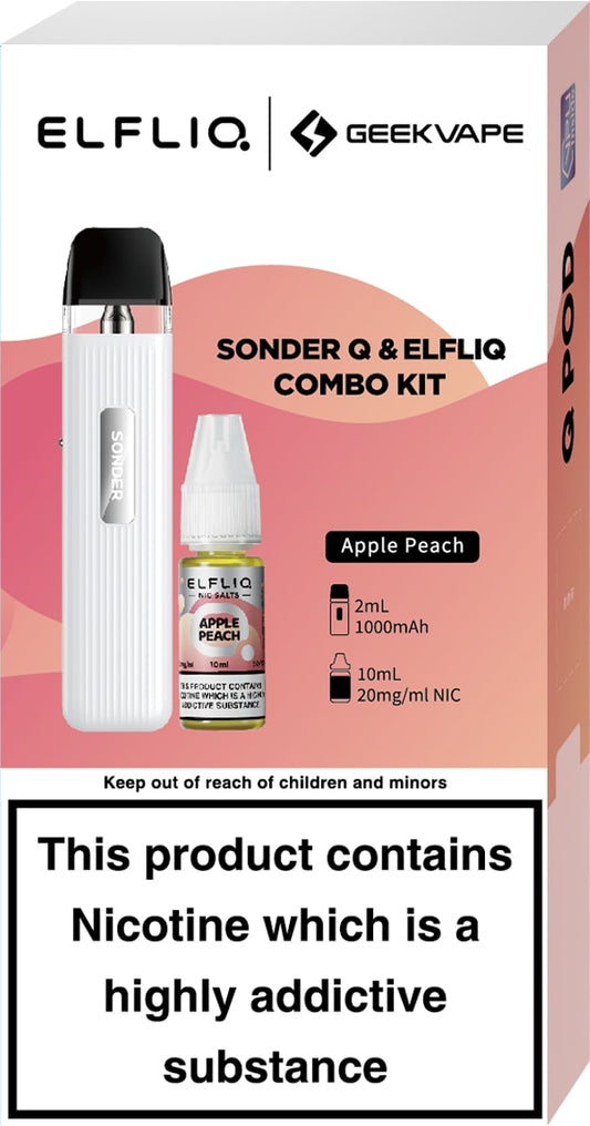 Geekvape Sonder Q Pod Kit/Elfliq Bundle [White/Apple Peach 20mg]-0