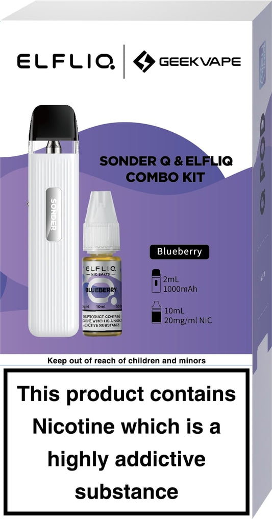Geekvape Sonder Q Pod Kit/Elfliq Bundle [White/Blueberry 20mg]-0