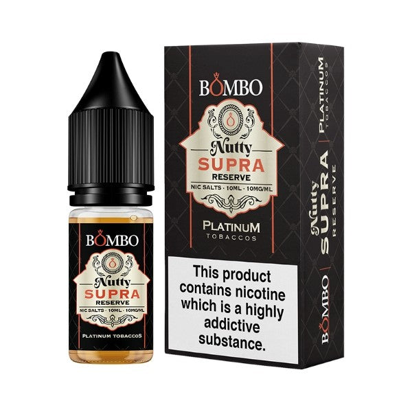 Bombo Platinum Tobaccos  Nutty Supra Reserve Nic Salt Eliquid